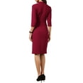 thumbnail image 3 of INSPIRE CHIC Work Dresses for Women 3/4 Sleeve V Neck Stand Collared Bodycon Business Office Sheath Dress 2026 XS Wine Red, 3 of 6
