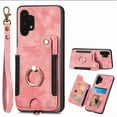 thumbnail image 4 of Nalacover For Samsung A32 5G Case Ring Holder Kickstand with Credit Card Holder, Back Flip Premium Leather Magnetic Clasp Removable Wirst Hand Strap Cover for Samsung Galaxy A32 5G, Pink, 4 of 15