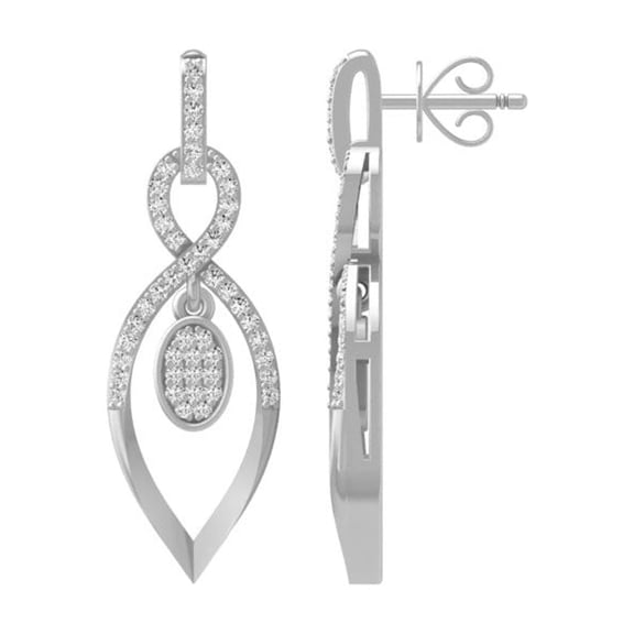 Sterling Silver Round Lab Grown Diamond Fashion Drop Dangle Earrings for Women