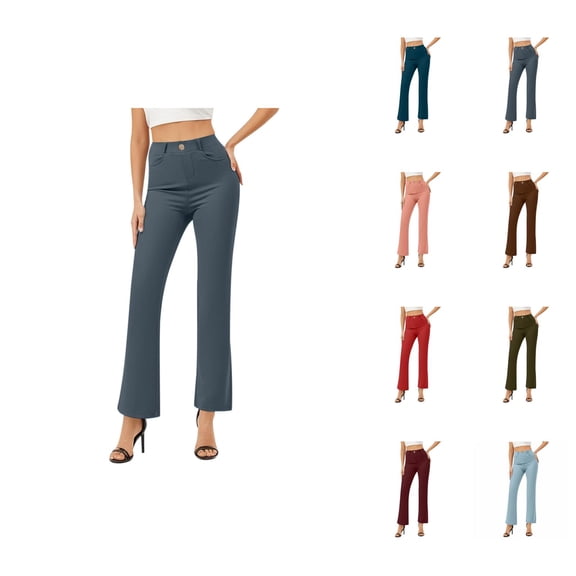Business Casual Pants for Women 2025 Stretchy Flared Work Pants with Pockets High Waisted Womens Trousers