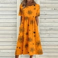 thumbnail image 3 of Women's Halloween Print Casual Dress, Round Neck with Pockets Design for Daily Wear, Relaxed Fit for Everyday Outings, Halloween Themed Dress for Ladies Saffron 2XL, 3 of 6