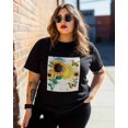 thumbnail image 3 of T Shirts for Women Short Sleeve Cotton Crewneck T-Shirt, Vintage Sunflower Yellow Butterfly Sun Tee Tops Casual Basic T-Shirts, XS-5XL Black 5XL, 3 of 7