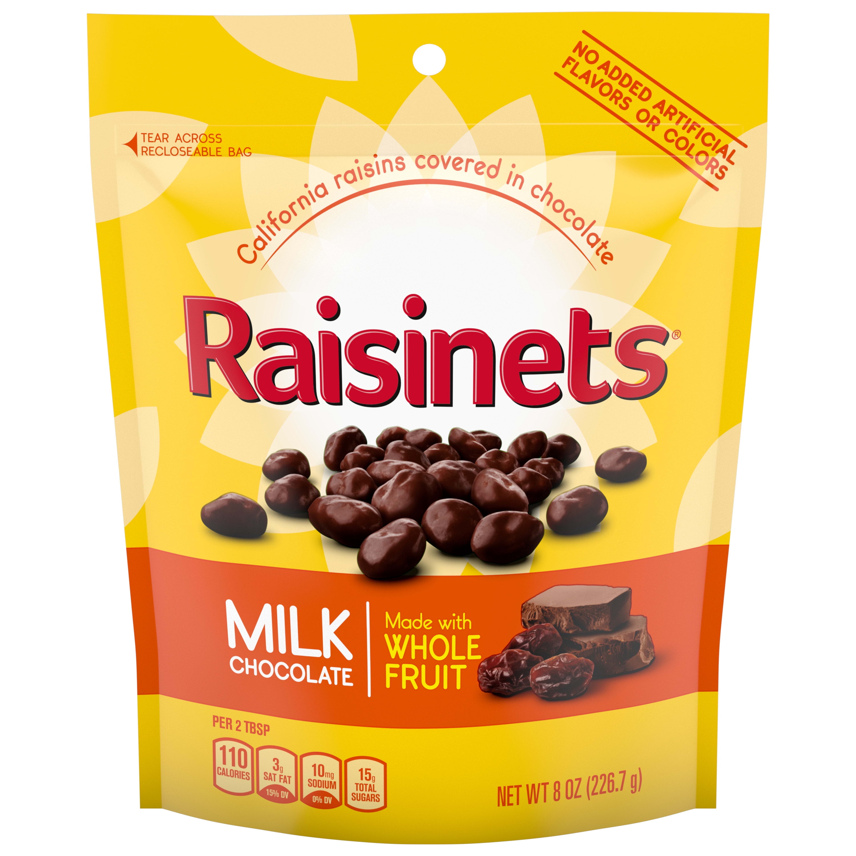 Raisinets Milk-Chocolate-Covered California Raisins, Easter Basket Stuffers, Resealable Bag, 8.0 oz