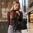 thumbnail image 3 of Sunyuer Crossbody Tote Bags for Women, Vintage Washed Leather Large Handbag, Y2K Hobo Bag, Vintage Shoulder Bag Motorcycle Bag, 3 of 9