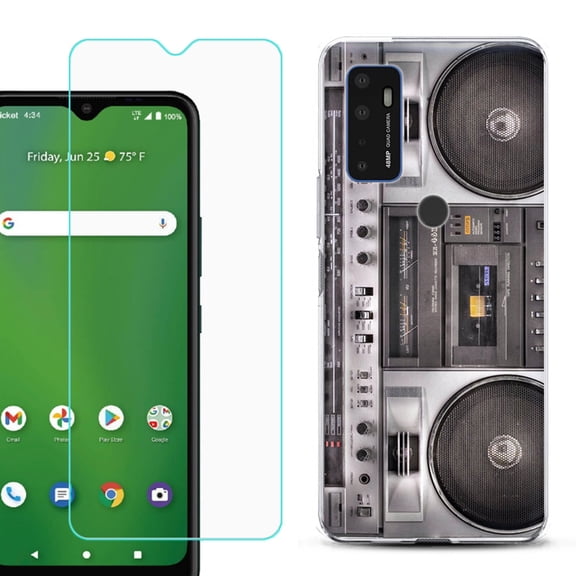 Shockproof Bumper Phone Case for AT&T Radiant Max 5G / Fusion 5G, with Tempered Glass Screen Protector, by OneToughShield ® - Boombox