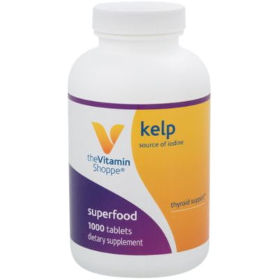 The Vitamin Shoppe Kelp (From Atlantic Kelp  Potassium Iodine), Source of Iodine, Thyroid Support, Supports Energy  Stamina (1,000 (Best Source Of Iodine For Thyroid)