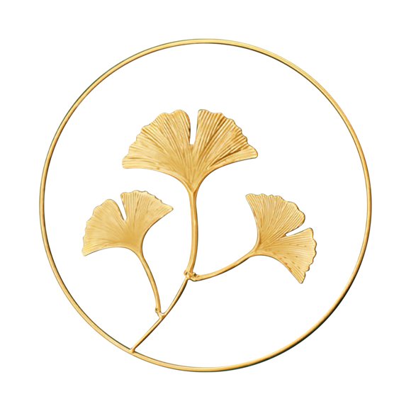 Boovnll Room Decor, Living Room Gold Round Ginkgo Leaf Metal Wall Hanging, Home Decor, Bedroom Decor, Living Room Decor