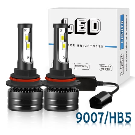 Quayub HB5 9007 LED Headlight Bulbs High/Low Beam 60W 40000LM 6000K Super Bright Set 2x
