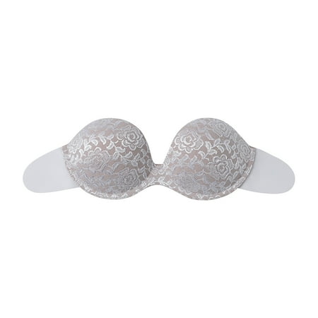 

Sticky Bra Invisible Bra Ladies Strapless Gathering Invisible Bra Glossy Breast Stickers Seamless Bra Silicone Underwear White