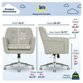 thumbnail image 2 of Serta Ashland Office Desk Chair, Button Tufted Mid-Back, Memory Foam Cushion, Chrome Swivel Base, Light Gray, 2 of 9