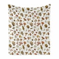 thumbnail image 1 of Forest Soft Flannel Fleece Blanket, Champignons Wild Mushrooms Botanical Autumn Vegetarian Healthy Delicious, Cozy Plush for Indoor and Outdoor Use, 50" x 60", Cinnamon Beige and Tan, by Ambesonne, 1 of 6