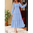thumbnail image 3 of Vestido PRETTYGARDEN 2025 Maxi Azul Claro con Volantes y Cintura Fruncida Talle S, 3 of 7