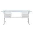 thumbnail image 6 of Pemberly Row 71" Stainless Steel and Glass Office Desk in White, 6 of 9