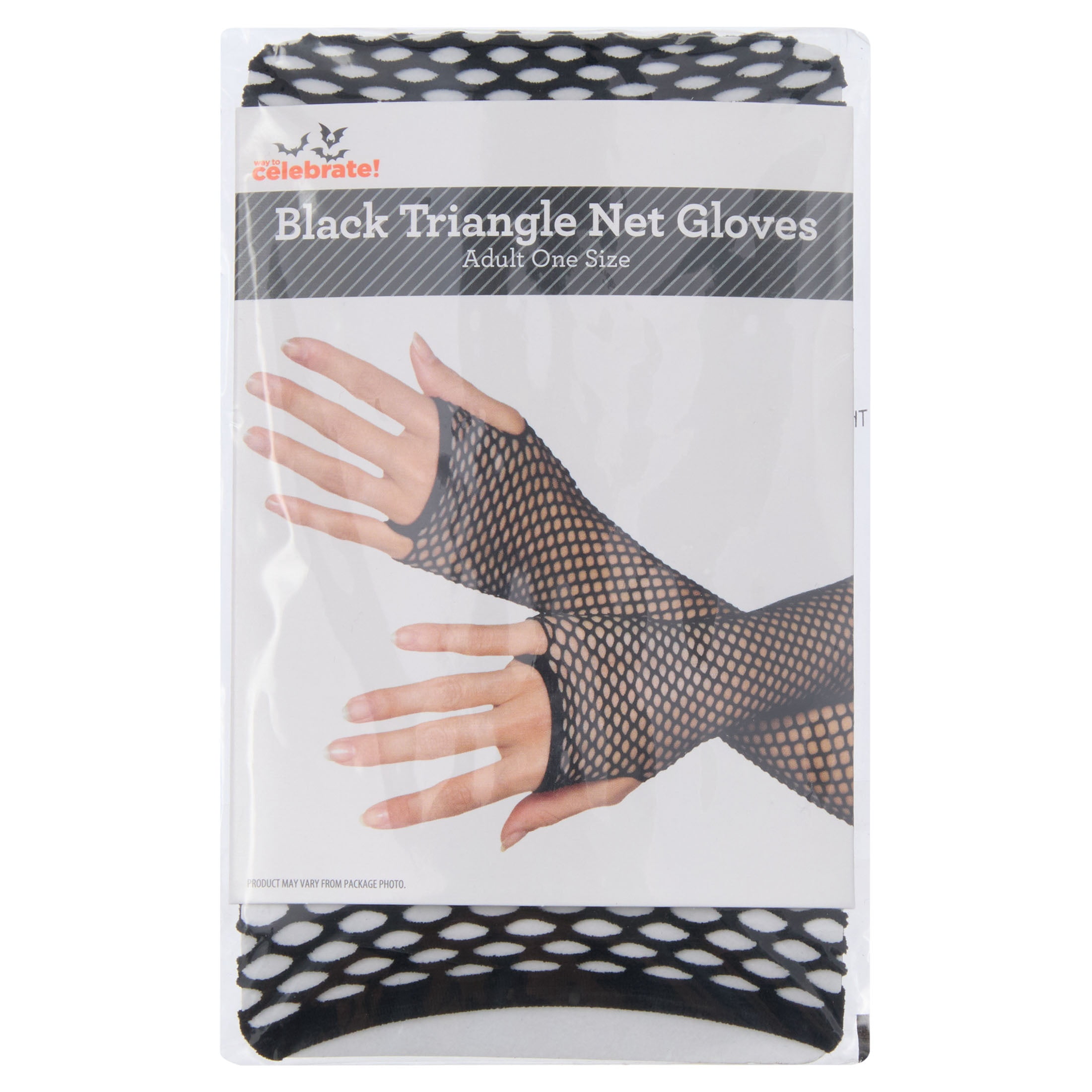 Triangle Net Gloves Costume Accessory for Adults, Black, Halloween by Way To Celebrate