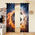thumbnail image 4 of Cortinas con impresión digital de fútbol, fuego y hielo, tela de poliéster tejida, boca de varilla para colgar, aislamiento térmico en relieve adecuado para dormitorio, sala de estar, estudio,, 4 of 8