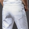 thumbnail image 1 of Jeans Blancs pour Hommes Mode Décontractée Style Classique Coupe Ajustée Pantalon Doux Marque Masculine Avancé, 1 of 6