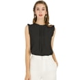 thumbnail image 1 of Blusas Elegante Sin Mangas Vintage De La Década De 1950 Con Volantes Para Oficina De Negocios Para Mujer Negro XL, 1 of 6