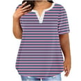 thumbnail image 1 of Blusas para las Mujeres Casual Oversized Rayas Impreso Botón Cuello en V Top, Tops Cortos para las Mujeres, 1 of 4