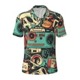 thumbnail image 2 of Daiia Retro Pop Art Collage Pattern Men’s Polo Shirts,Solid Deck Shirt,Classic Fit, Breathable Cotton Polo for Casual and Sport Wear-Large, 2 of 7