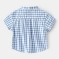 thumbnail image 2 of Laurenza's Toddler Boys Blue Button-Down Checkered Short Sleeve Shirt 5 Years, 2 of 3
