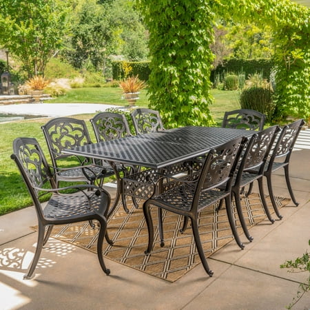 Aal Cast Aluminum 9 Piece Outdoor Dining Set