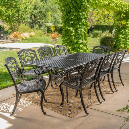 Abigal Cast Aluminum 9 Piece Outdoor Dining Set