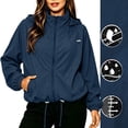 thumbnail image 2 of Lnmiateer Women Lightweight Waterproof Hooded Rain Jacket Zip Up Windbreaker With Pockets Packable Coat For Hiking Travel Outdoor Sports, 2 of 9