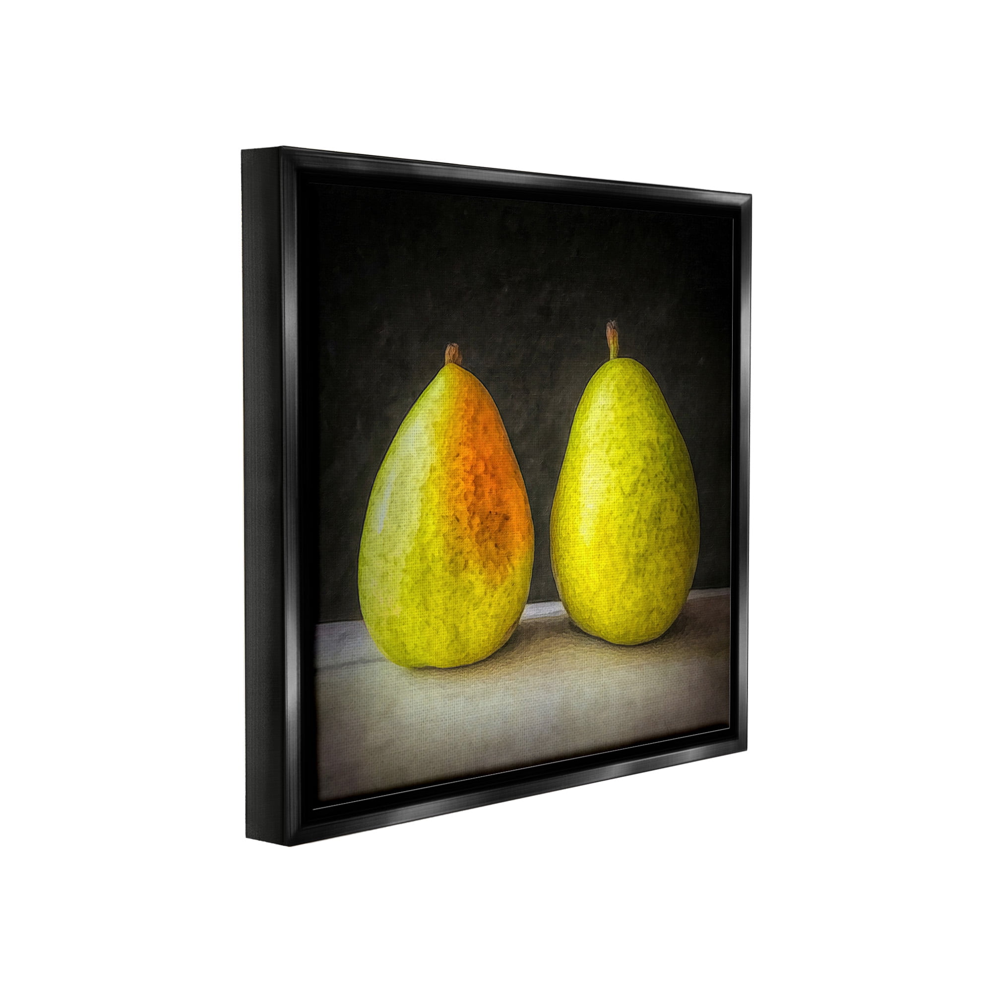 Stupell Industries Pear Duo Still Life Food & Beverage Painting Black Floater Framed Canvas Art Print Wall Art, 18 x 18