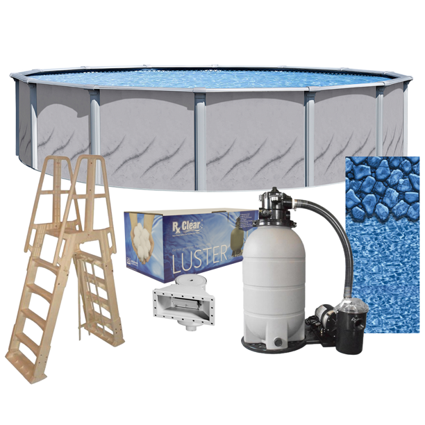 15' Galeria Round AboveGround Swimming Pools Full StartUp Kit