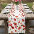 thumbnail image 4 of Red Poppy Table Runner 72 Inches, Spring Summer Flowers Botanical Watercolor Bed Runner Dresser Scarves Tabletop for Indoor Outdoor Parties/Ceremony/Banquet, 18" x 72", 4 of 9