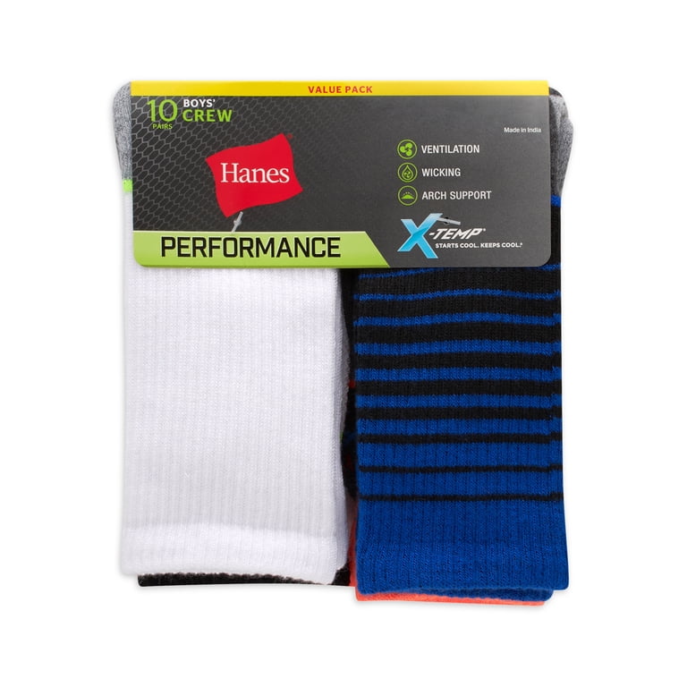 Hanes Boys X-Temp Performance Crew Socks 10-Pack photo 2