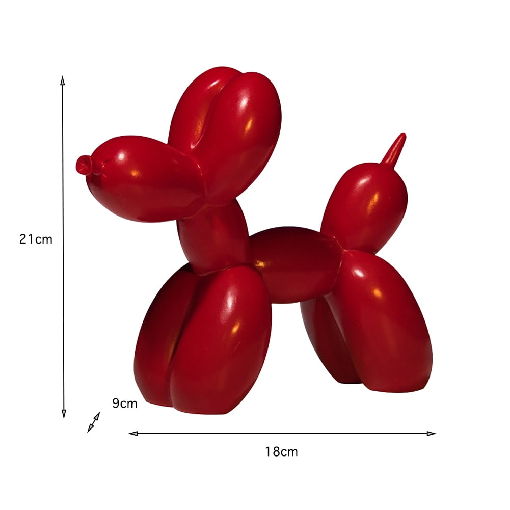 Smrinog Nordic Style Balloon Dog Sculpture Resin Animals Shape Desktop  Decor (Red) 