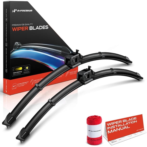 A-Premium 24" and 19" Windshield Wiper Blades Compatible with Mercedes-Benz GLA250 2017 2018 2019 2020 2021- MB Connector, with Wear Indicator & Towel, Left and Right (Pack of 2)