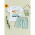 thumbnail image 2 of Suealasg Little Boys Summer Clothes 2Pcs Kids Boys Beach Outfits Short Sleeve Colorful Letter Print T-Shirts and Elastic Waist Shorts Sets, 2 of 8