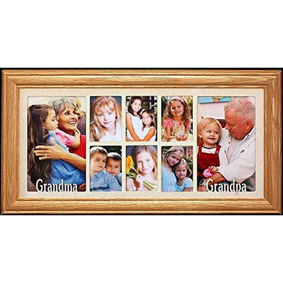 7x15 Grandma Grandpa Multi Portrait Collage Picture Frame Gift Grandpas From The Grandkids Lightmedium