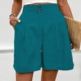 thumbnail image 5 of FAHXNVB Summer Shorts for Women Casual Button High Waist Pleated Shorts Beach Vacation Short Pants with Pockets,XL,Sky Blue, 5 of 6