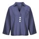 thumbnail image 4 of Moda mujer sólido Casual manga larga bolsillo cuello en V botón camisa Tops Fridja czfsfas6467, 4 of 8