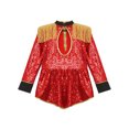 thumbnail image 4 of Hansber Enfants Filles Magicien de Cirque Ringmaster Dompteuse de Lions Cospaly Tenues Batteur Fanfare Uniforme d'Équipe Rouge A 8, 4 of 7