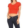 thumbnail image 2 of Women's  2-Pack Short Sleeve Stretch Round Neck Solid Cropped Top, 2 of 4
