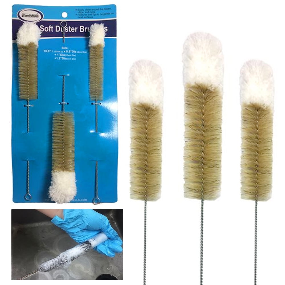 3 x Pipe Cleaning Brushes Brush Straw Steel Glass Bottles Cleaner Flexible Sink 