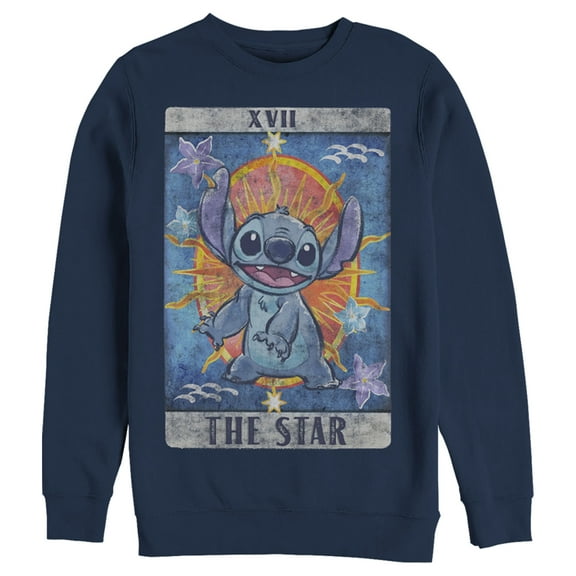 Men's Lilo & Stitch Star Tarot Card Sweatshirt Navy Blue Large