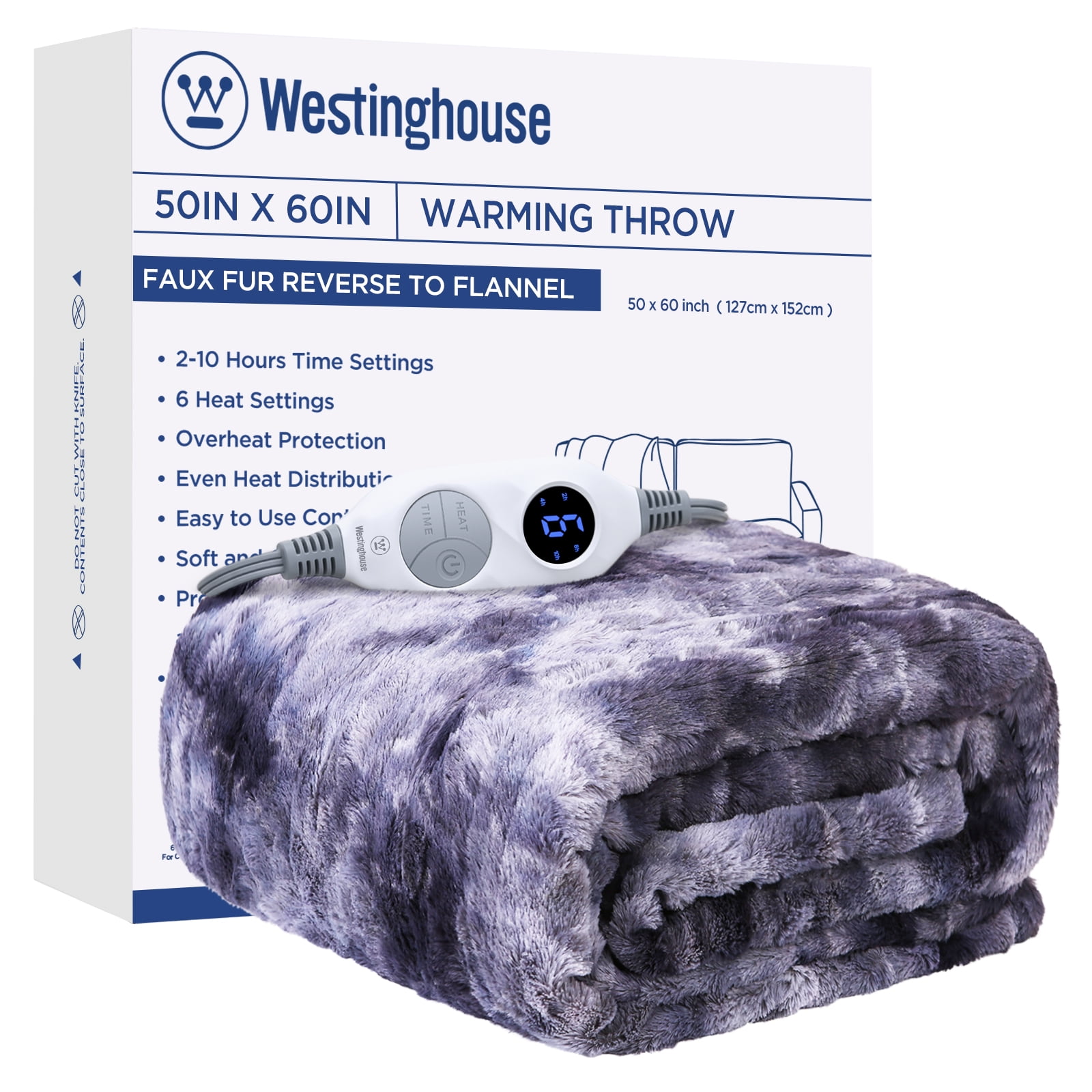 Westinghouse Electric Heated Throw Blanket TieDye Blanket, 50x60in