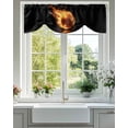 thumbnail image 2 of Flame Basketball Tie Up Valances Curtain, Adjustable Kitchen Sports Black Background Abstract Art Valances for Windows Decor, Rod Pocket Short Curtains Set for Bedroom/Bathroom, 60"x18", 2 of 8