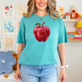 thumbnail image 3 of Red Disco Apple Shirt for Women & Teens Faux Glitter Teacher Tee, Seafoam Shirt, M, 3 of 5