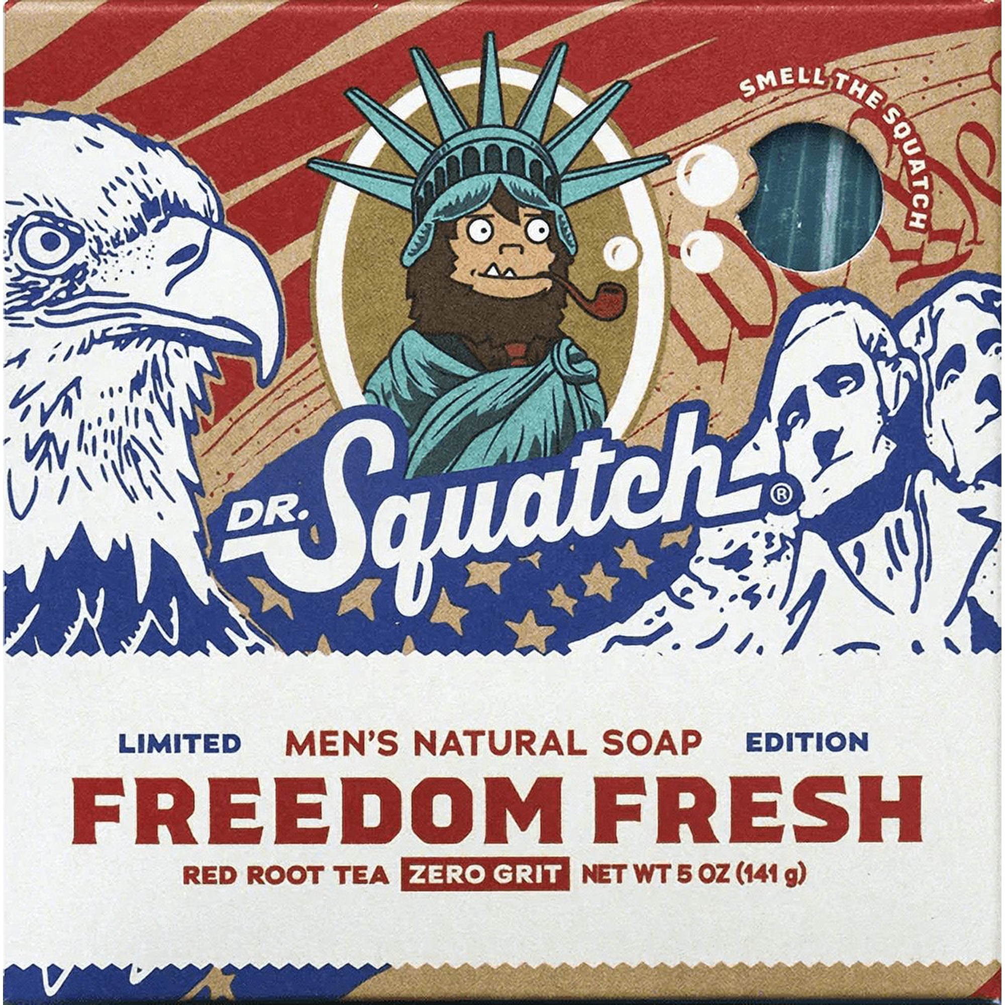Dr. Squatch Natural Bar Soap for Men, Freedom Fresh, 5 oz