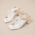 thumbnail image 4 of VerPetridure Women's Sandals Summer Casual Sponge Cake Thick-soled Fish Mouth High-heeled Sandals Floral Lace-up Plus Size Roman Sandals, 4 of 6