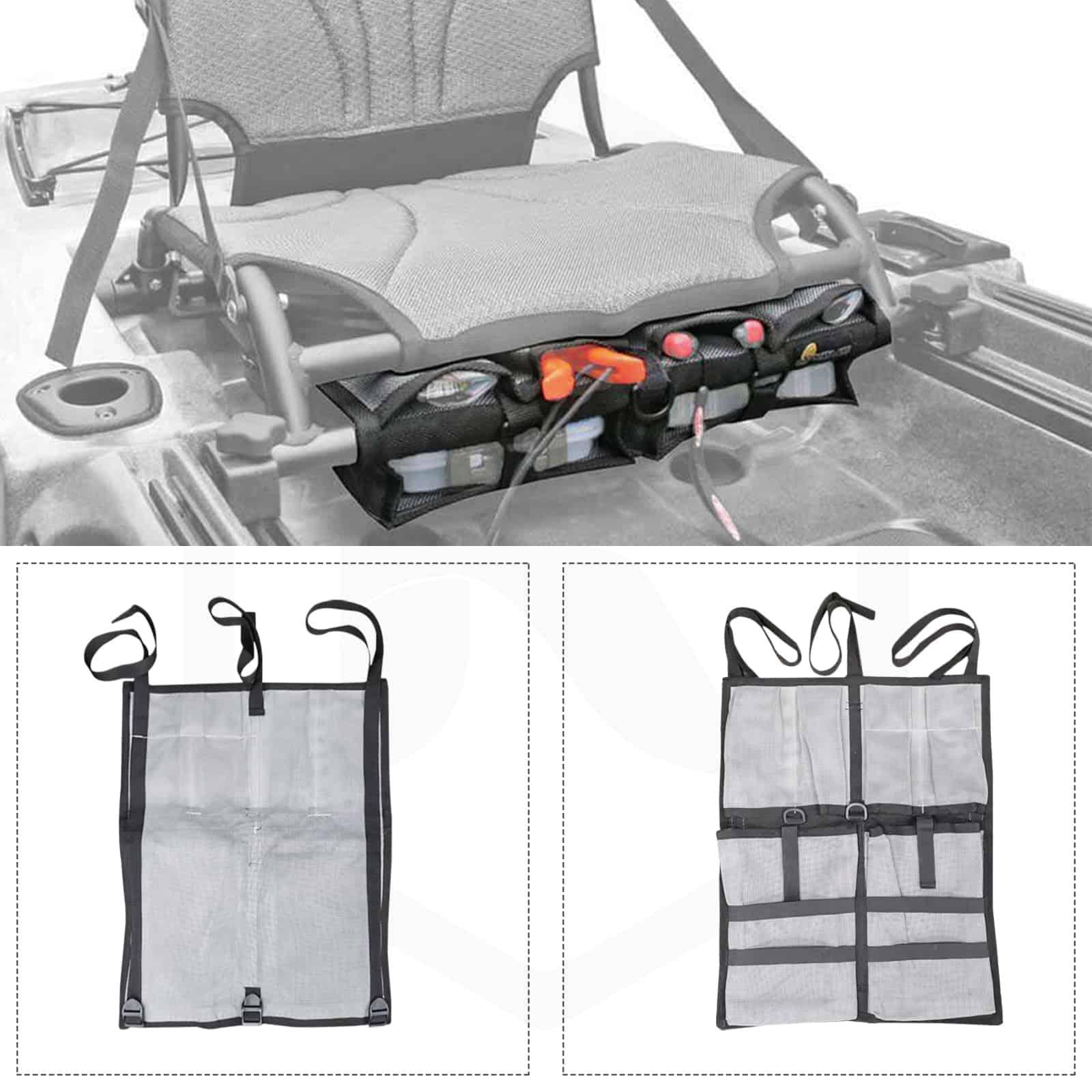 Axioma Black Nylon Mesh Storage Sleeve Pocket Kayak Canoe Tackle Box Organizers Gear Accessory Pouch for Kayak Fishing Boat Beer Tool Kit