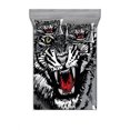 thumbnail image 2 of Ambesonne Black White Fitted Sheet & Pillow Sham Set, Tiger Roars, Twin, White Black Grey, 2 of 3
