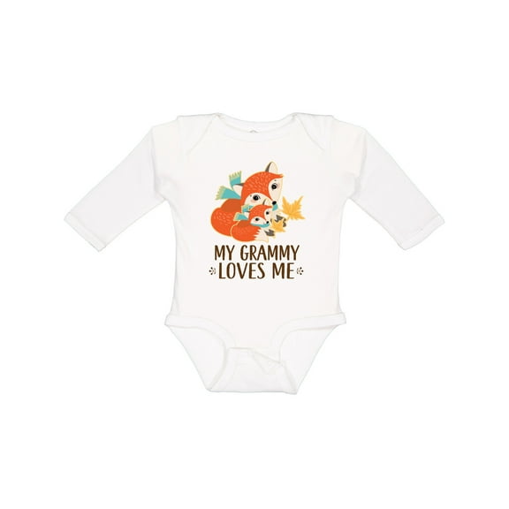 Inktastic My Grammy Loves Me Fox Boys or Girls Long Sleeve Baby Bodysuit