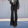 thumbnail image 2 of Color sólido Mujer Ligero Flare Pierna Slim Fit Señoras Pantalones elegantes Traje de calle FLhrweasw Nuevo, 2 of 7